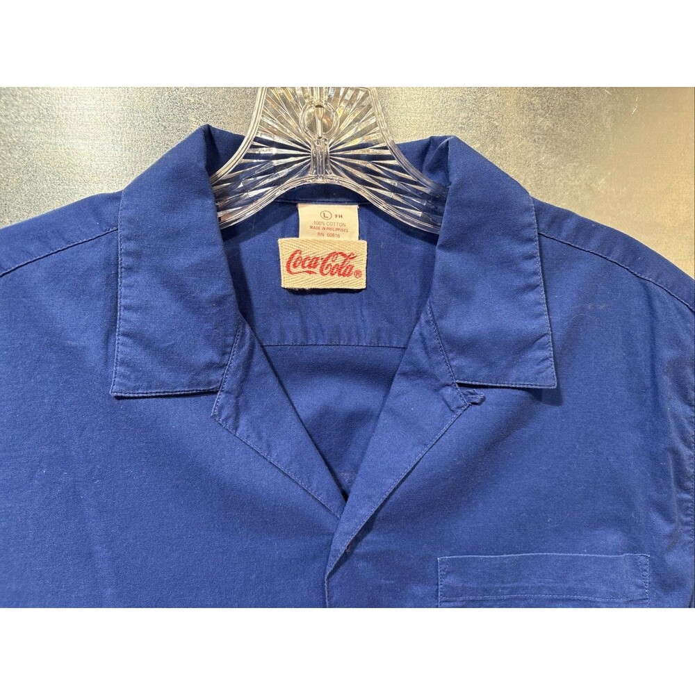 Vintage "Coca-Cola Clothes" Stars Camp Shirt L Long Sleeve 100% Cotton 70s 80s - Picture 15 of 16